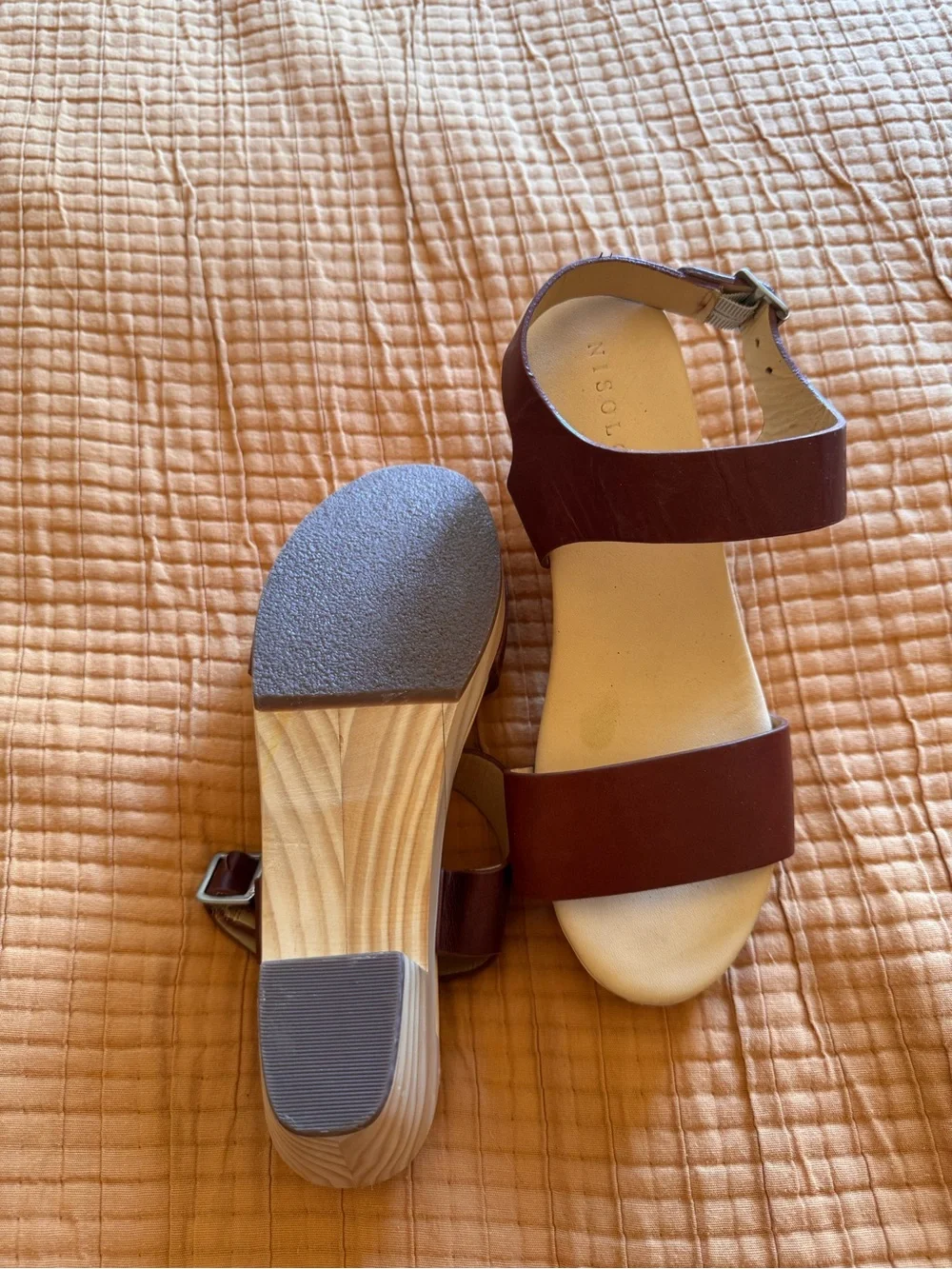 Nisolo Dark Brown Leather Platform Sandals with Ankle Strap